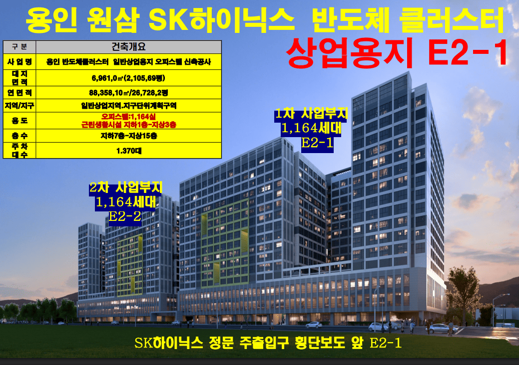 용인 센트레빌 클러스터 원삼 SK하이닉스 정문 앞 오피스텔 조감도